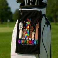 Autism Awareness Acceptance Wo Kid Its Ok To Be Different Golf Towel thumb 2