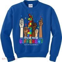Autism Awareness Acceptance Wo Kid Its Ok To Be Different Kids Sweatshirt thumb 0