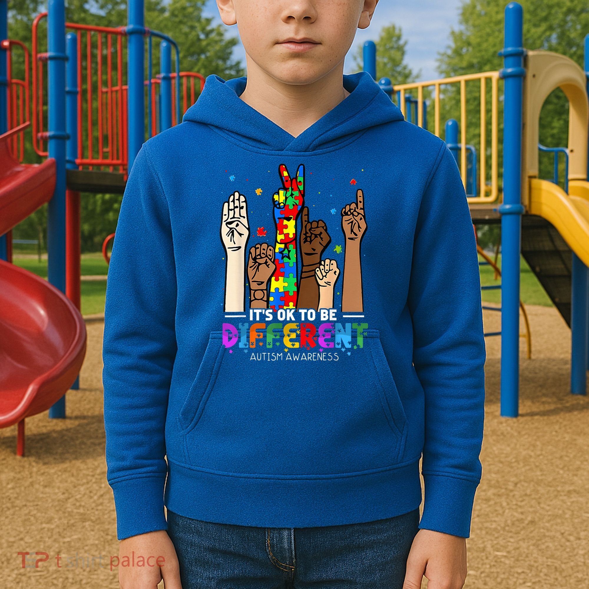 Autism Awareness Acceptance Wo Kid Its Ok To Be Different Kids Hoodie