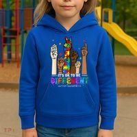 Autism Awareness Acceptance Wo Kid Its Ok To Be Different Kids Hoodie thumb 3