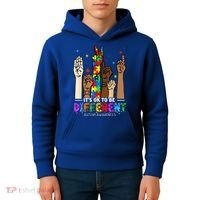Autism Awareness Acceptance Wo Kid Its Ok To Be Different Kids Hoodie thumb 4