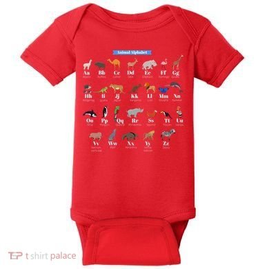 Animal Alphabet Baby Bodysuit