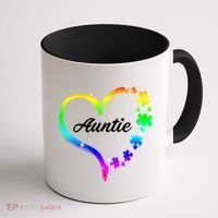 Auntie Autism Awareness Rainbow Heart Coffee Mug thumb 1