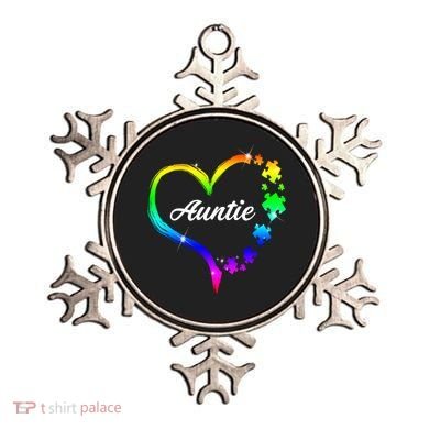 Auntie Autism Awareness Rainbow Heart Ornament