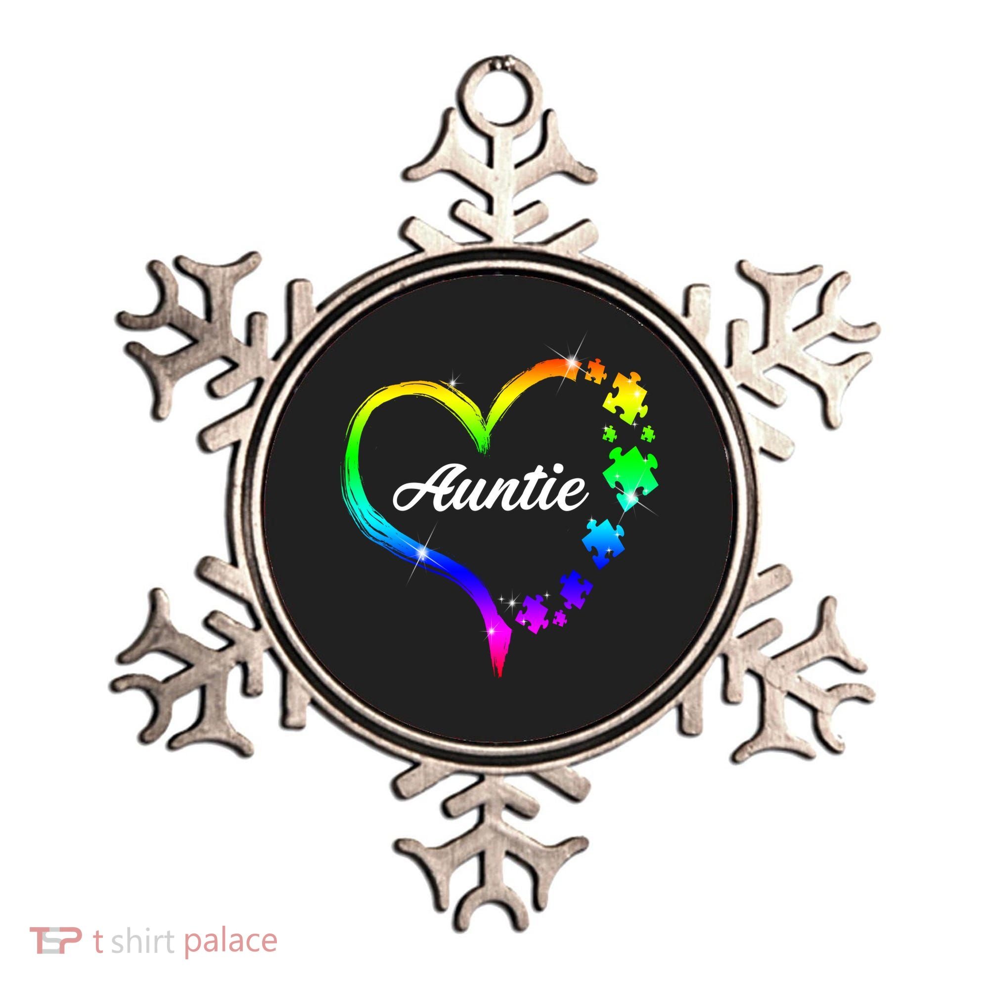 Auntie Autism Awareness Rainbow Heart Ornament