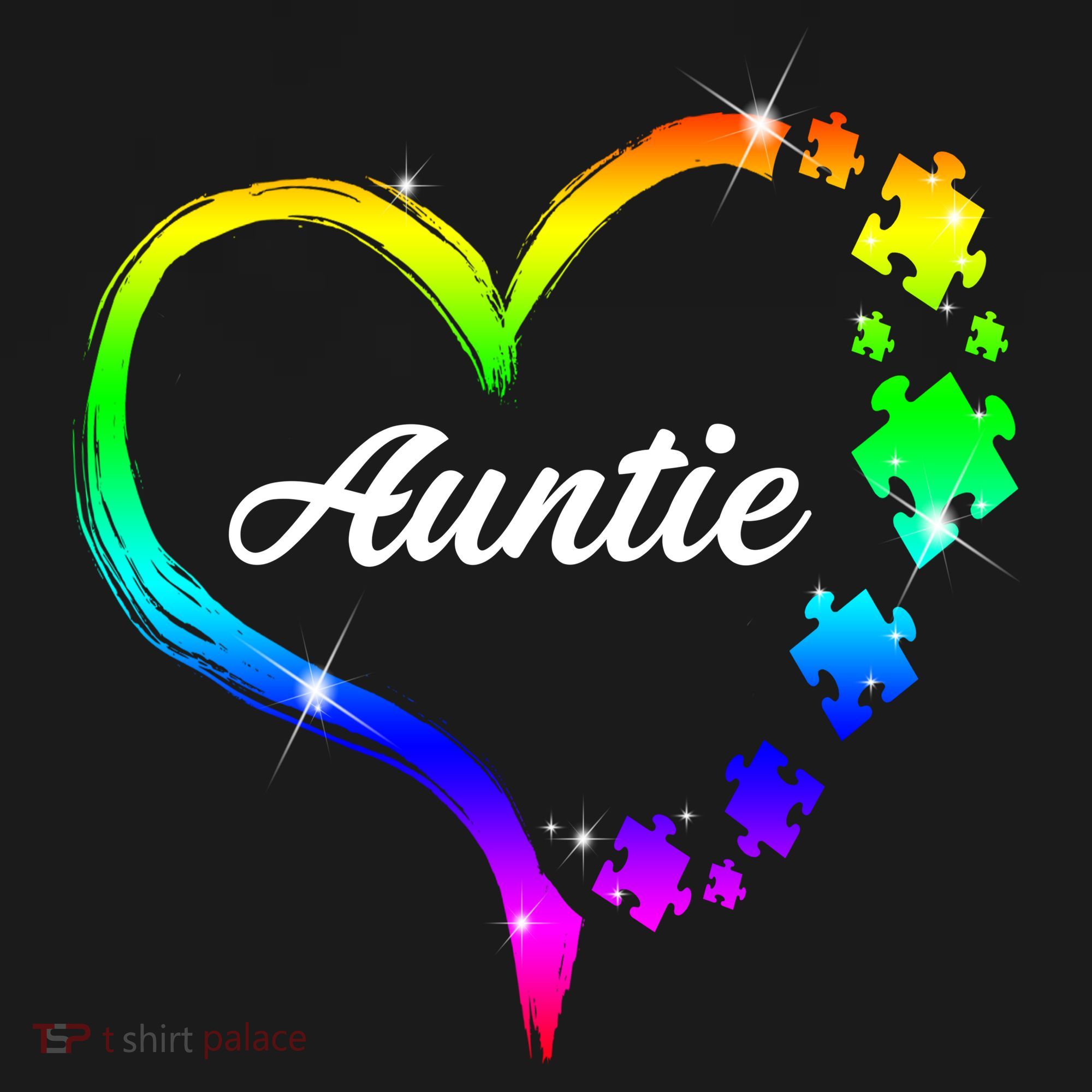 Auntie Autism Awareness Rainbow Heart Ornament