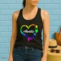 Auntie Autism Awareness Rainbow Heart Women's Tank Top thumb 2