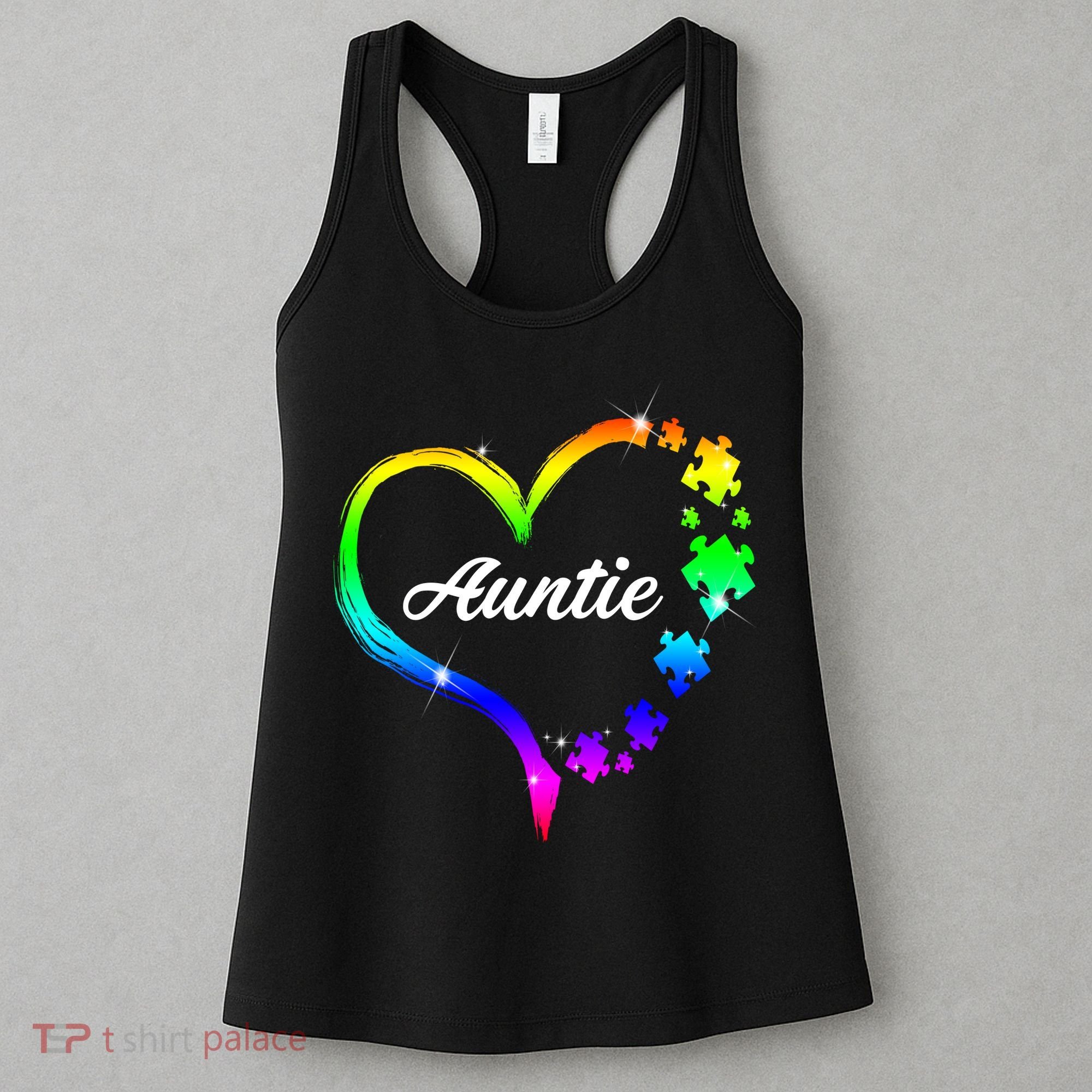 Auntie Autism Awareness Rainbow Heart Women's Tank Top