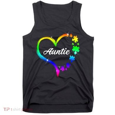 Auntie Autism Awareness Rainbow Heart Tank Top