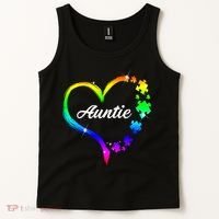 Auntie Autism Awareness Rainbow Heart Tank Top thumb 2