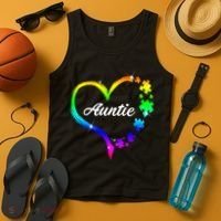 Auntie Autism Awareness Rainbow Heart Tank Top thumb 4