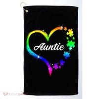 Auntie Autism Awareness Rainbow Heart Golf Towel thumb 0