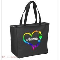 Auntie Autism Awareness Rainbow Heart Tote Bag thumb 2