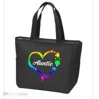 Auntie Autism Awareness Rainbow Heart Tote Bag thumb 3