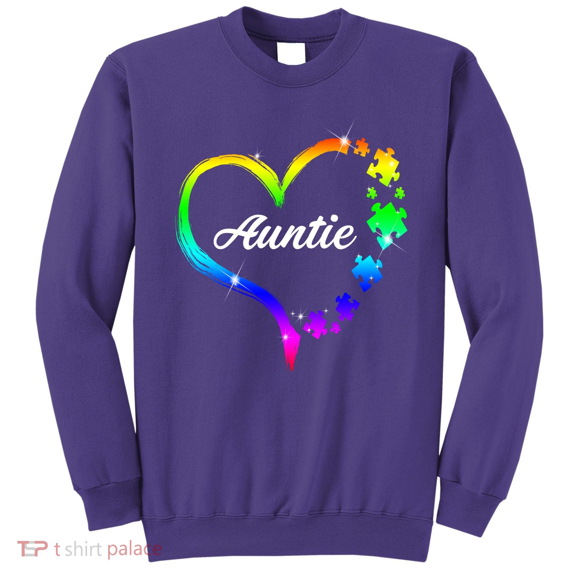 Auntie Autism Awareness Rainbow Heart Sweatshirt