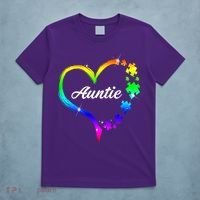 Auntie Autism Awareness Rainbow Heart T-Shirt thumb 5