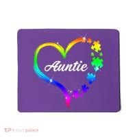 Auntie Autism Awareness Rainbow Heart Mousepad thumb 0