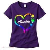 Auntie Autism Awareness Rainbow Heart Women's T-Shirt thumb 0
