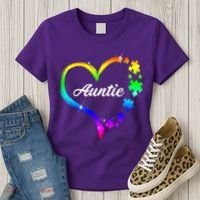 Auntie Autism Awareness Rainbow Heart Women's T-Shirt thumb 3