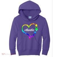 Auntie Autism Awareness Rainbow Heart Kids Hoodie thumb 0
