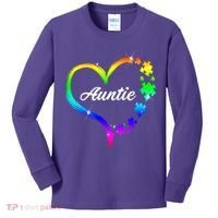 Auntie Autism Awareness Rainbow Heart Kids Long Sleeve Shirt thumb 0