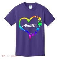 Auntie Autism Awareness Rainbow Heart Kids T-Shirt thumb 0