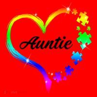 Auntie Autism Awareness Rainbow Heart Santa Hat thumb 1