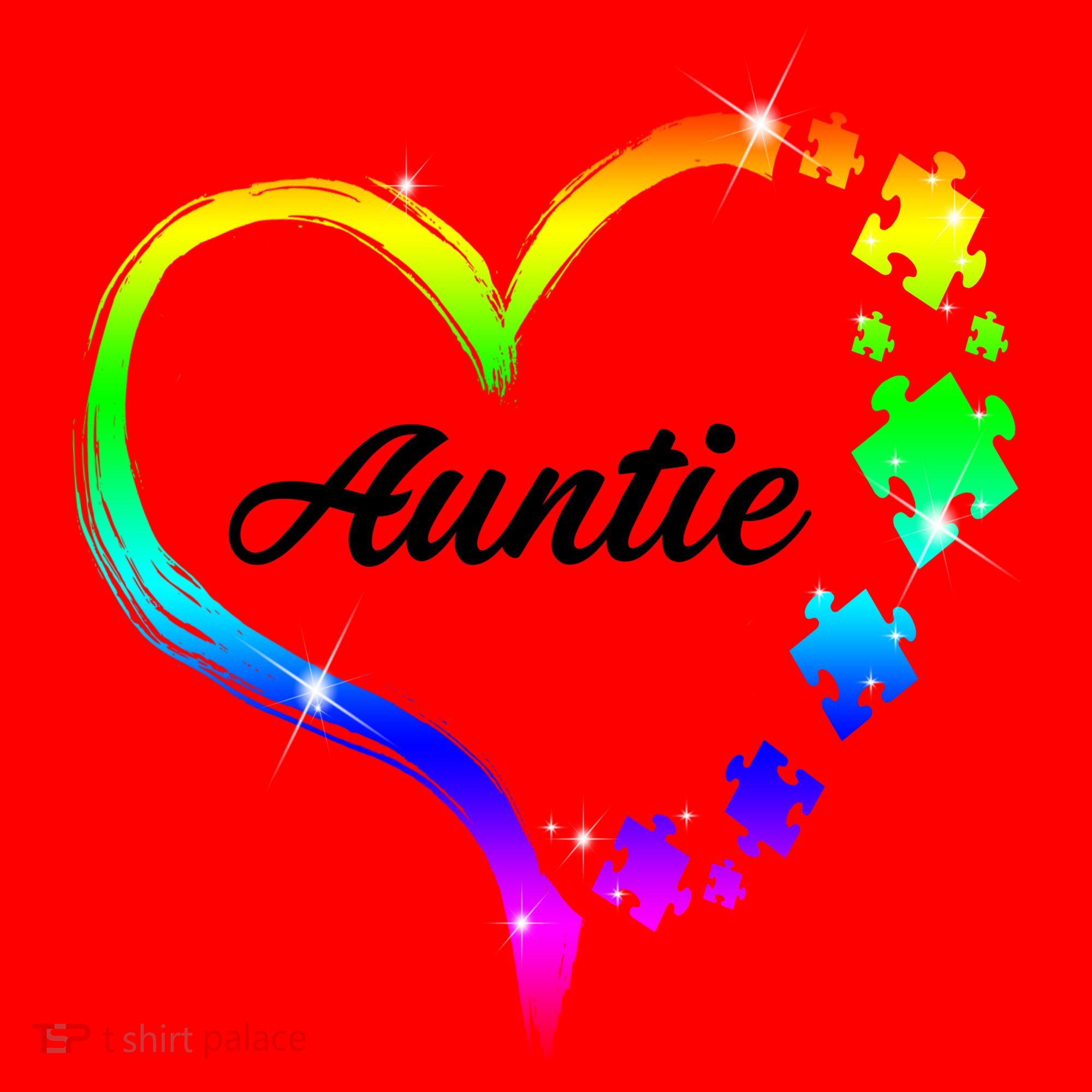 Auntie Autism Awareness Rainbow Heart Santa Hat