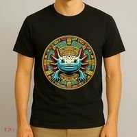 Aztec Art And Mexican Hispanic Heritage Salamander Axolotl T-Shirt thumb 3