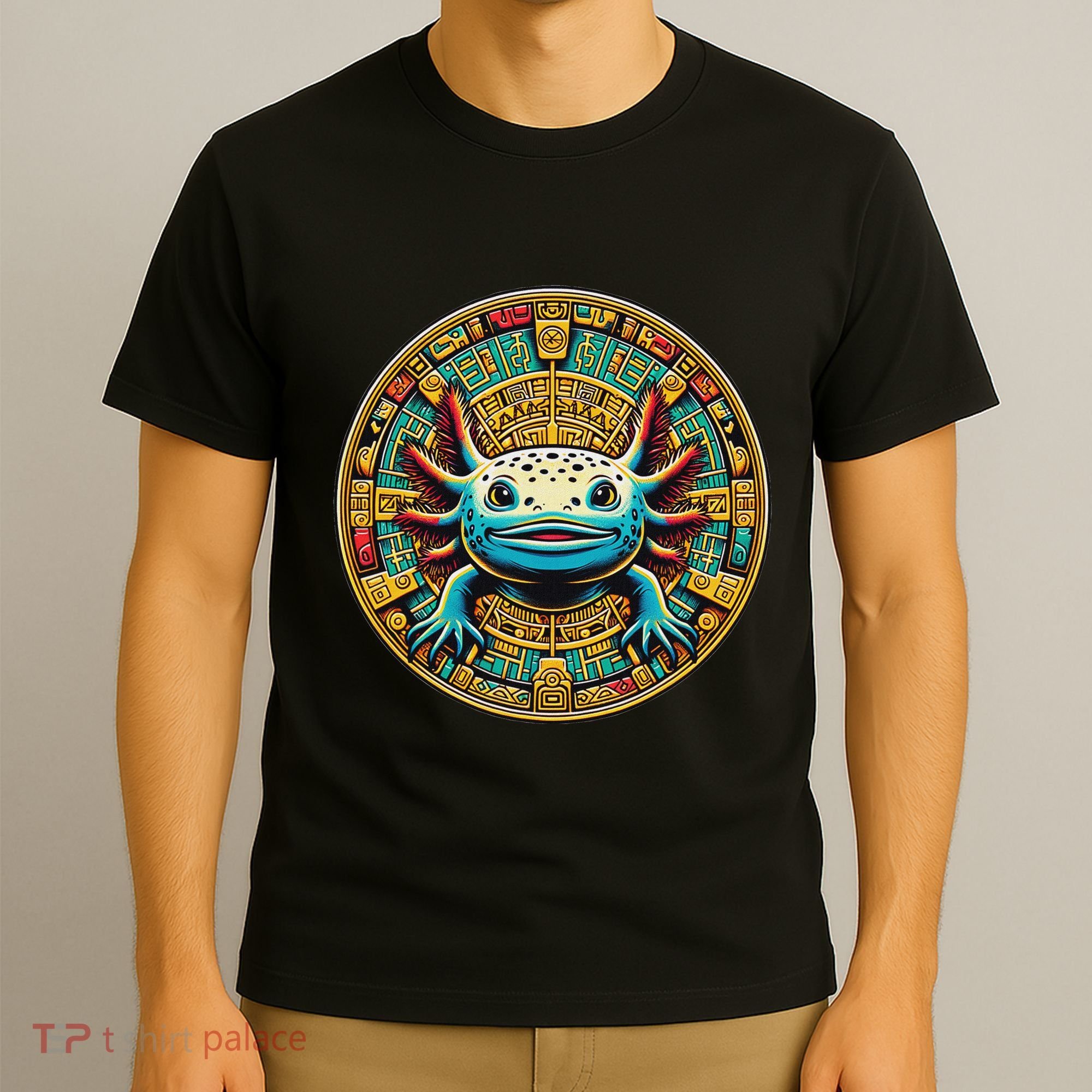 Aztec Art And Mexican Hispanic Heritage Salamander Axolotl T-Shirt