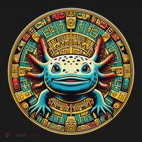 Aztec Art And Mexican Hispanic Heritage Salamander Axolotl T-Shirt thumb 7