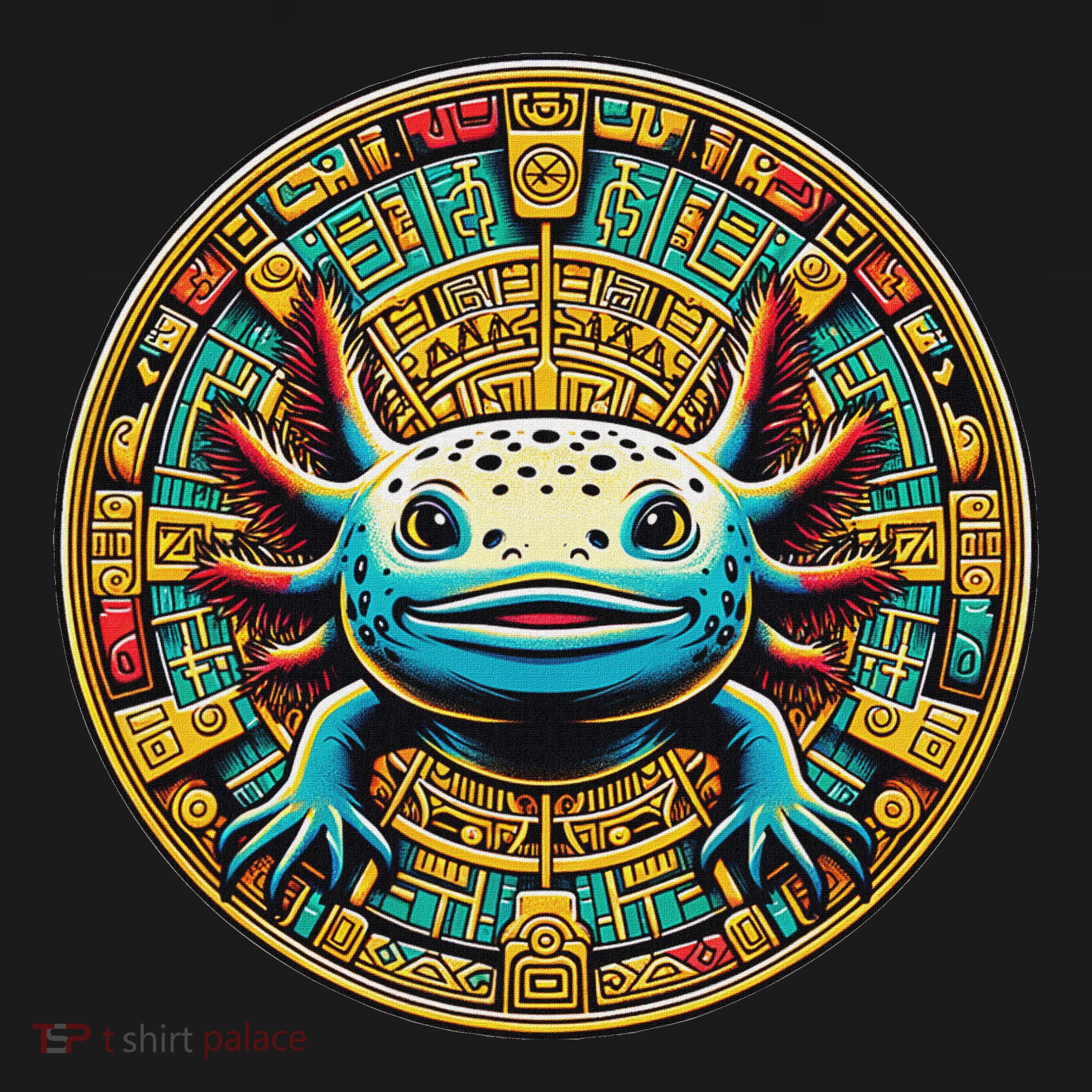 Aztec Art And Mexican Hispanic Heritage Salamander Axolotl T-Shirt