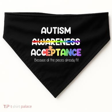 Autism Awareness Acceptance All The Pieces USA-Made Doggie Bandana