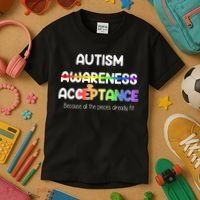 Autism Awareness Acceptance All The Pieces Kids T-Shirt thumb 3