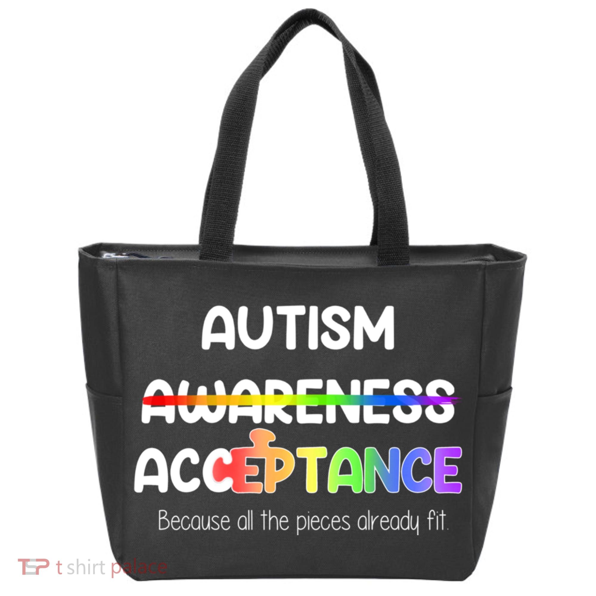 Autism Awareness Acceptance All The Pieces Tote Bag