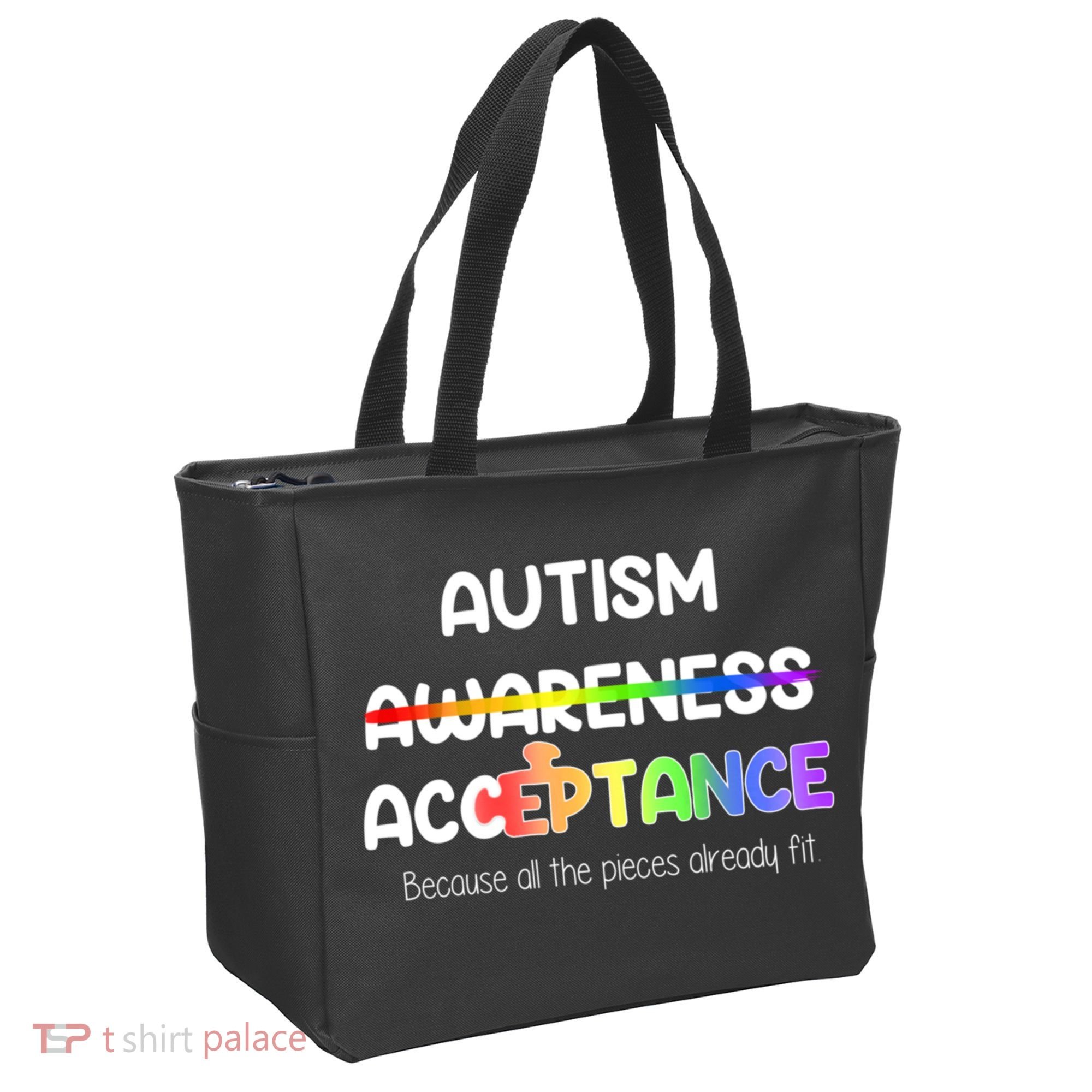 Autism Awareness Acceptance All The Pieces Tote Bag