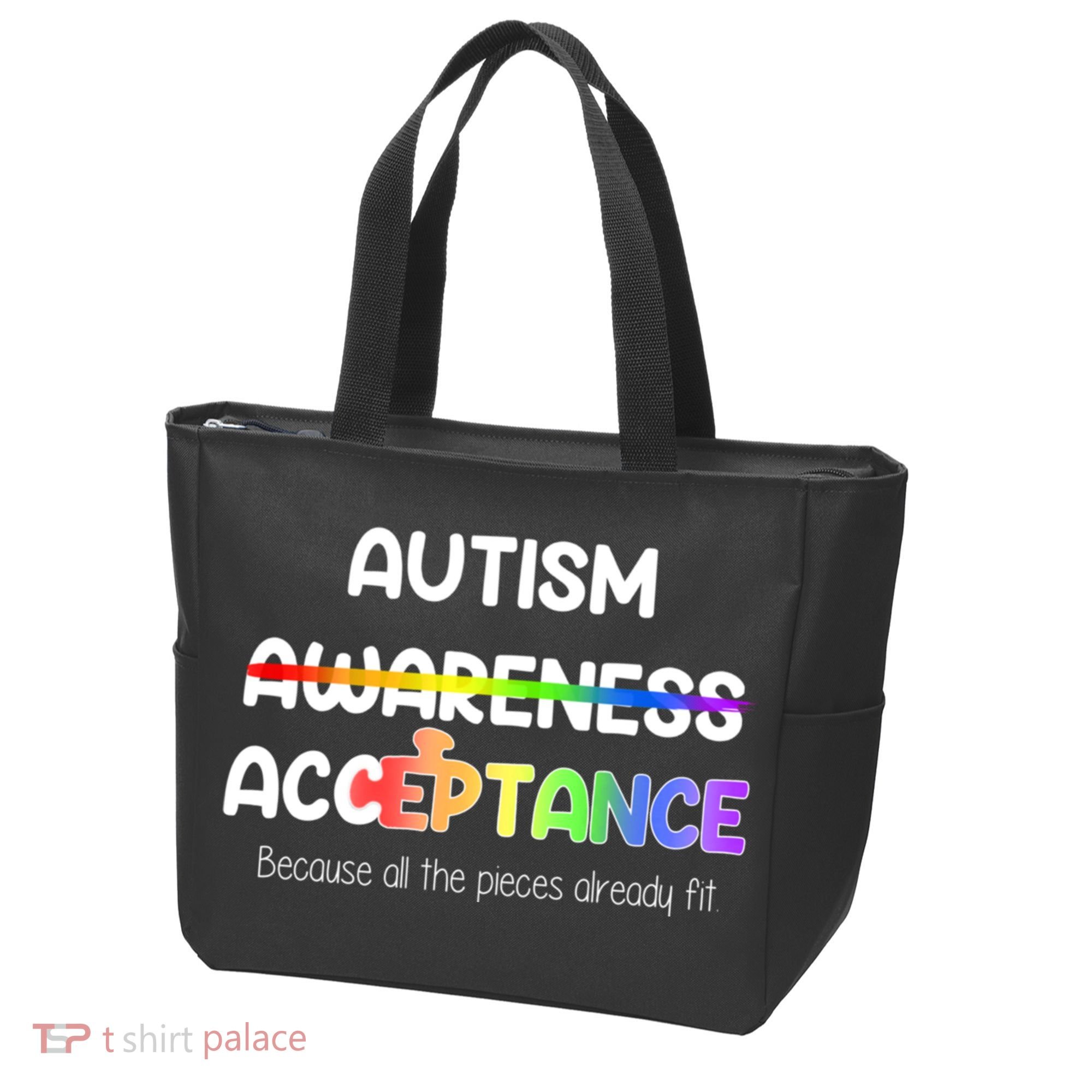 Autism Awareness Acceptance All The Pieces Tote Bag