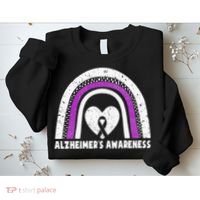 Alzheimers Awareness Alzheimers Purple Rainbow Cute Sweatshirt thumb 2