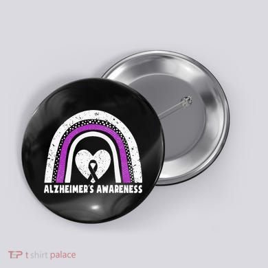 Alzheimers Awareness Alzheimers Purple Rainbow Cute Button