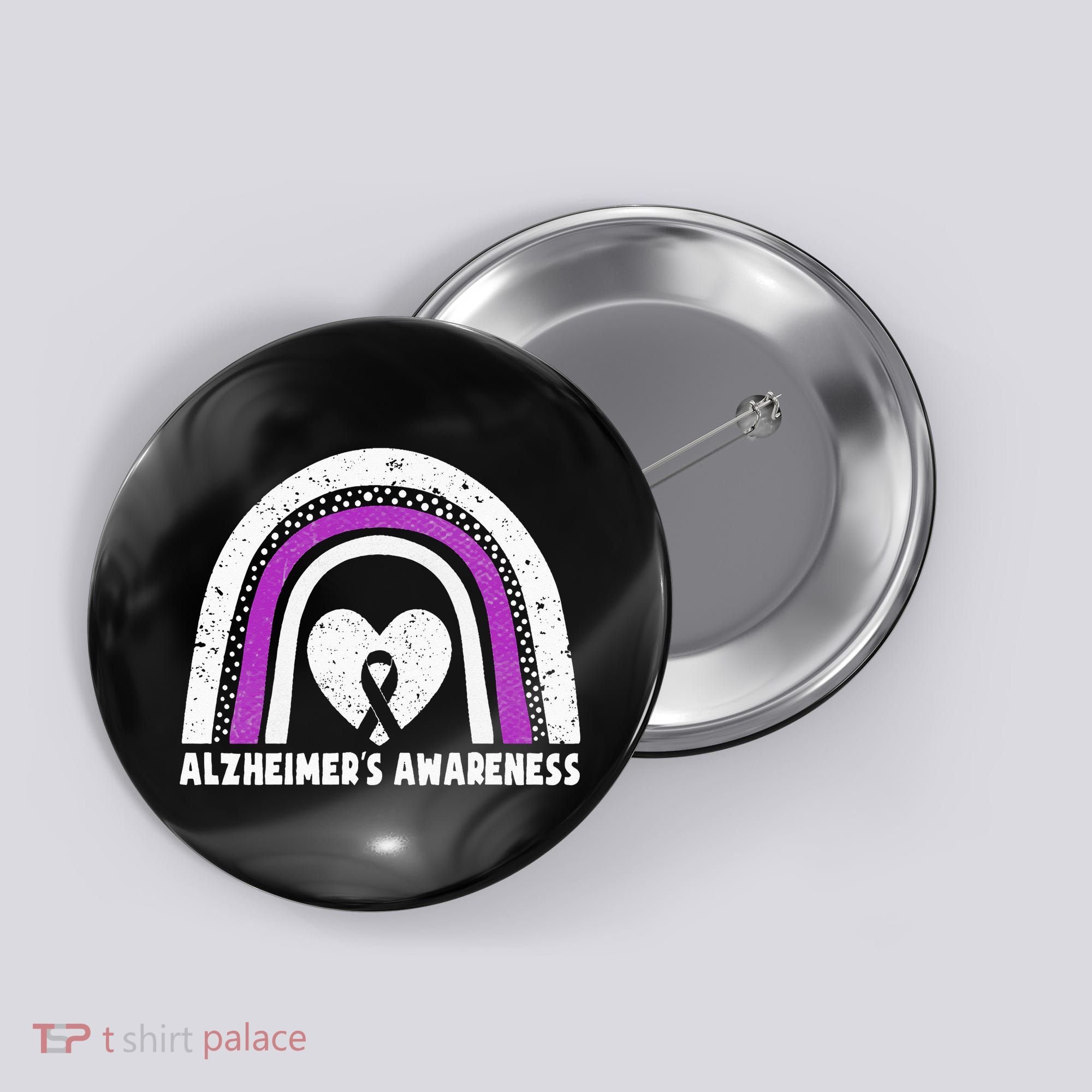 Alzheimers Awareness Alzheimers Purple Rainbow Cute Button