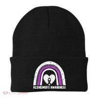 Alzheimers Awareness Alzheimers Purple Rainbow Cute Beanie thumb 0
