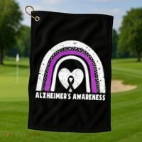 Alzheimers Awareness Alzheimers Purple Rainbow Cute Golf Towel thumb 1
