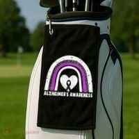 Alzheimers Awareness Alzheimers Purple Rainbow Cute Golf Towel thumb 2