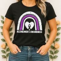 Alzheimers Awareness Alzheimers Purple Rainbow Cute Women's T-Shirt thumb 2