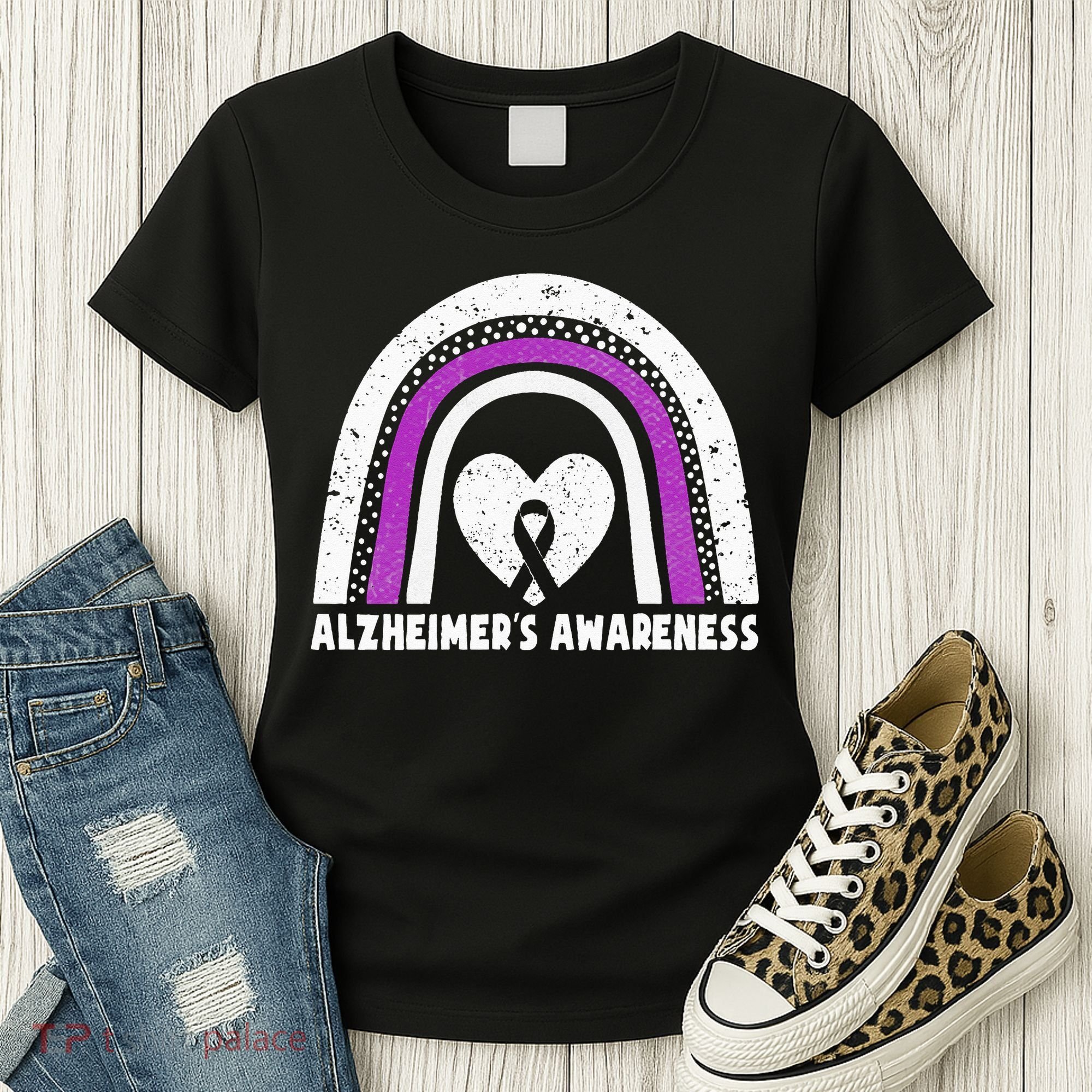 Alzheimers Awareness Alzheimers Purple Rainbow Cute Women's T-Shirt