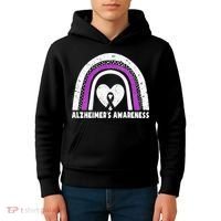 Alzheimers Awareness Alzheimers Purple Rainbow Cute Kids Hoodie thumb 4