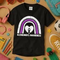 Alzheimers Awareness Alzheimers Purple Rainbow Cute Kids T-Shirt thumb 3