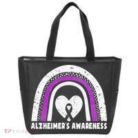 Alzheimers Awareness Alzheimers Purple Rainbow Cute Tote Bag thumb 0