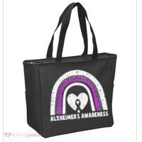 Alzheimers Awareness Alzheimers Purple Rainbow Cute Tote Bag thumb 2