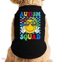 Autism Awareness Autism Squad Support Smile Face Women  Doggie Tank thumb 0